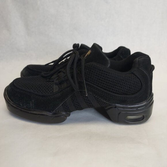 Revolution Split Sole Dance Sneaker Women’s 6 Black Leather Shoes Jazz Hip Hop - Picture 7 of 12